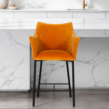 Load image into Gallery viewer, Iron Low Back Counter Height Bar Chair - Yellow And Black