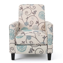 Load image into Gallery viewer, Floral Print Push Back Chair For Elegant Home Decor - White / Blue