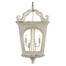 Load image into Gallery viewer, 4 Light Wood Chandelier, Hanging Light Fixture With Adjustable Chain For Kitchen, Bulb Not Included - Cream White