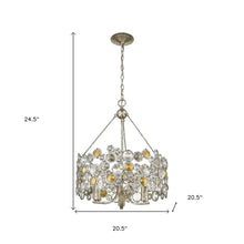 Load image into Gallery viewer, Three Light Metal And Crystals Dimmable Chandelier With Shades - Silver