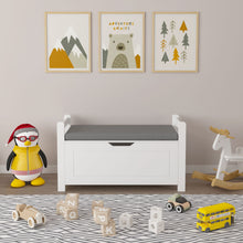 Load image into Gallery viewer, Kids Toy Box Chest Storage Cabinet With Cushion Seat Bench Flip Top Lid Safety Hinge - White