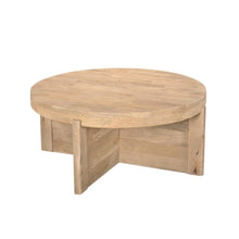 Load image into Gallery viewer, Solid Wood Round Cross Legs Coffee Table - Natural