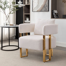 Load image into Gallery viewer, Modern Decorative Chair Teddy Fleece Upholstered And Metal Foot