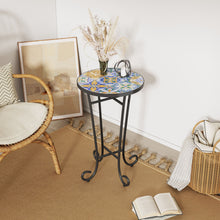 Load image into Gallery viewer, French Country Patio Side Table With Vibrant Tile Top