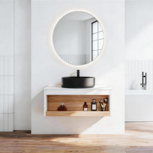 Load image into Gallery viewer, Floating Bathroom Vanity With Glossy Round Vessel Sink