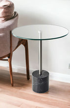 Load image into Gallery viewer, 21" Glass Round End Table - Silver And Clear