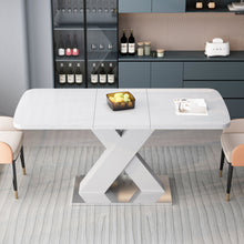 Load image into Gallery viewer, Rectangle Dining Table, Stretchable, X Shape Legs - White