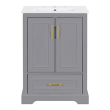 Load image into Gallery viewer, Bathroom Vanity With Sink, 1 Divided Drawer And 2 Soft Close Doors With Double Shelf