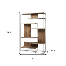 Load image into Gallery viewer, Six Tier Bookcase - Brown / Silver