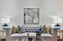 Load image into Gallery viewer, Glass Table Lamp With White Novelty Shade - Dark Blue