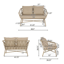 Load image into Gallery viewer, Bruce - Boho Inspired 4 Pieces Chat Set With Water Resistant Cushions - Brown