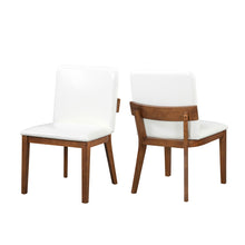 Load image into Gallery viewer, Modern Dining Chairs (Set of 2) With Glossy Upholstery - White / Walnut