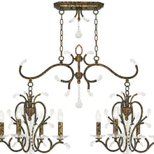 Load image into Gallery viewer, 29" Eight Light Metal Dimmable Chandelier With Shades - Bronze / Clear