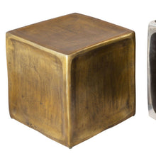 Load image into Gallery viewer, Antiqued Aluminum Square Block End Tables (Set of 2) - Brass