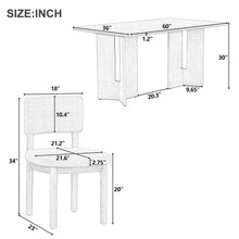 Load image into Gallery viewer, Dining Table Set With 6 Upholstered Chairs, Rectangular Table With Cutout Legs