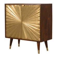 Load image into Gallery viewer, 32" Solid Wood Textured Door Accent Cabinet With Two Doors - Chestnut / Gold