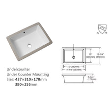 Load image into Gallery viewer, Modern Rectangular Undermount Bathroom Sink With Overflow Ceramic