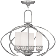 Load image into Gallery viewer, 21" Four Light Dimmable Chandelier With Shades - Nickel