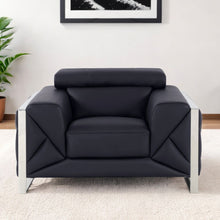 Load image into Gallery viewer, Italian Leather Club Chair - Black And Silver