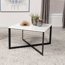 Load image into Gallery viewer, Volz - Square Coffee Table With Crisscross Base - White Marble