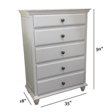 Load image into Gallery viewer, 1 Piece Chest 5 Drawers Knob Handles Bedroom Furniture - White