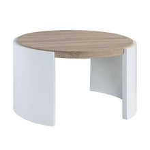 Load image into Gallery viewer, 33" Wood Round Partial Frame Coffee Table - Oak And White