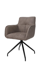 Load image into Gallery viewer, Upholstered Fabric Dining Arm Chair - Dark Brown / Black