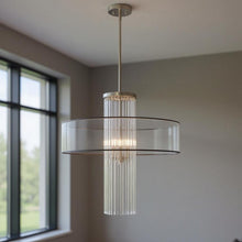 Load image into Gallery viewer, 33'' Four-Light Dimmable Chandelier With Shades - Nickel