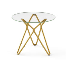 Load image into Gallery viewer, Glass Round Trestle Coffee Table - White / Gold