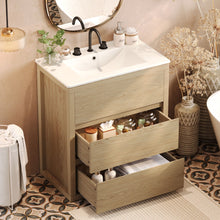 Load image into Gallery viewer, Freestanding Bathroom Vanity With Ceramic Sink, 2 Full Extension Drawers