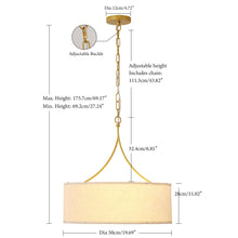 Load image into Gallery viewer, 3 Light Drum Pendant Light