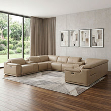 Load image into Gallery viewer, Leather Modular U-Shaped Ten Piece Corner Sectional With Console - Beige