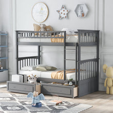 Load image into Gallery viewer, Twin Over Twin Bunk Bed With Drawers, Convertible Beds