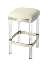 Load image into Gallery viewer, Backless Counter Height Bar Chair - White / Clear