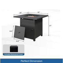 Load image into Gallery viewer, Square 2 In 1 Outdoor Propane Fire Pit Table With Stainless Burner, Lava Rocks, Lid & Waterproof Cover - Black