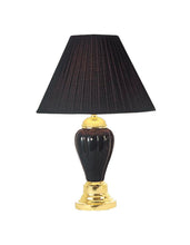 Load image into Gallery viewer, Ceramic Urn Table Lamp With Black Empire Shade - Black / Gold