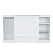 Load image into Gallery viewer, Twin Size Murphy Bed With Bedside Shelves And Wardrobe - White