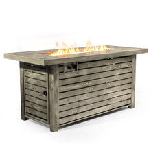 Load image into Gallery viewer, 54" Propane Gas Fire Pit Table, 50000 Btu Rectangular Steel Fire Pit With Imitation Wood Grain For Outside Patio Deck Garden Courtyard - Light Beige