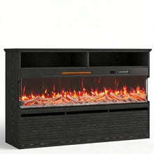 Load image into Gallery viewer, Wood Fireplace Entertainment Center With Fireplace (723793) - Black