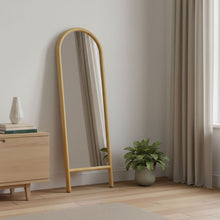 Load image into Gallery viewer, 64" Solid Wood Arch Leaning Framed Full Length Mirror - Natural