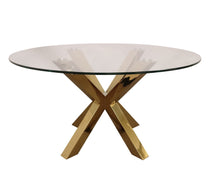 Load image into Gallery viewer, 54" Glass And Metal Round Top Dining Table - Clear