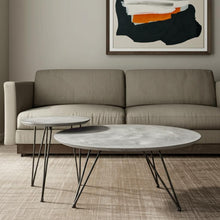 Load image into Gallery viewer, Wood And Steel Round Nested Coffee Tables (Set of 2) - Black And Gray