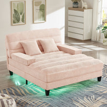 Load image into Gallery viewer, Chaise Bed Lounge Sofa Chair With Adjustable Backrest And LED Light Strip - Pink