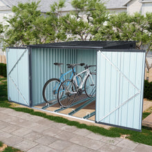 Load image into Gallery viewer, Outdoor Steel Storage Shed For Bicycle With Slope Roof And 4 Bike Tracks - Black