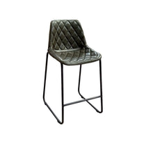 Load image into Gallery viewer, Leather Counter Height Bar Chair With Footrest 38" - Green And Black