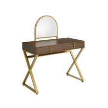 Load image into Gallery viewer, Vanity Table With Mirror - Golden Brown