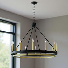 Load image into Gallery viewer, Candle Style Twelve Light Metal Dimmable Chandelier - Black