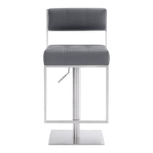 Load image into Gallery viewer, 44" Faux Leather Swivel Low Back Adjustable Height Bar Chair - Gray / Silver