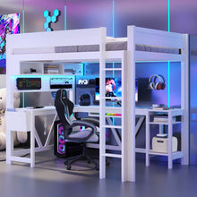 Load image into Gallery viewer, Gaming Loft Bed With Desk, Storage Shelves, LED And Charging Station