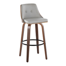 Load image into Gallery viewer, Gianna - Mid-Century Modern Fixed Height Barstool & Swivel With Round Footrest (Set of 2) - Walnut / Light Gray